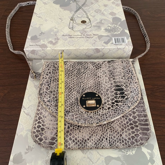 Elliott Lucca leather snake skin pattern crossbody bag - Picture 1 of 9